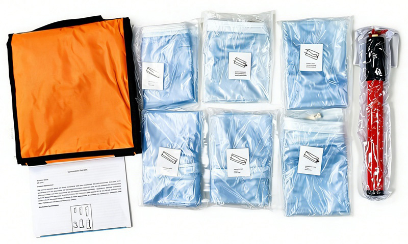 TW6000 transparent PVC air splint with manual pump and valve detail